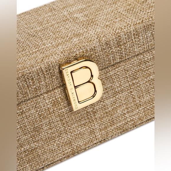 Brandon Blackwood Vanity Purse | 24K Gold Plated Hardware- Beige Canvas - Picture 3 of 5